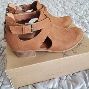 Francesca's Medium Brown Cut-Out Booties